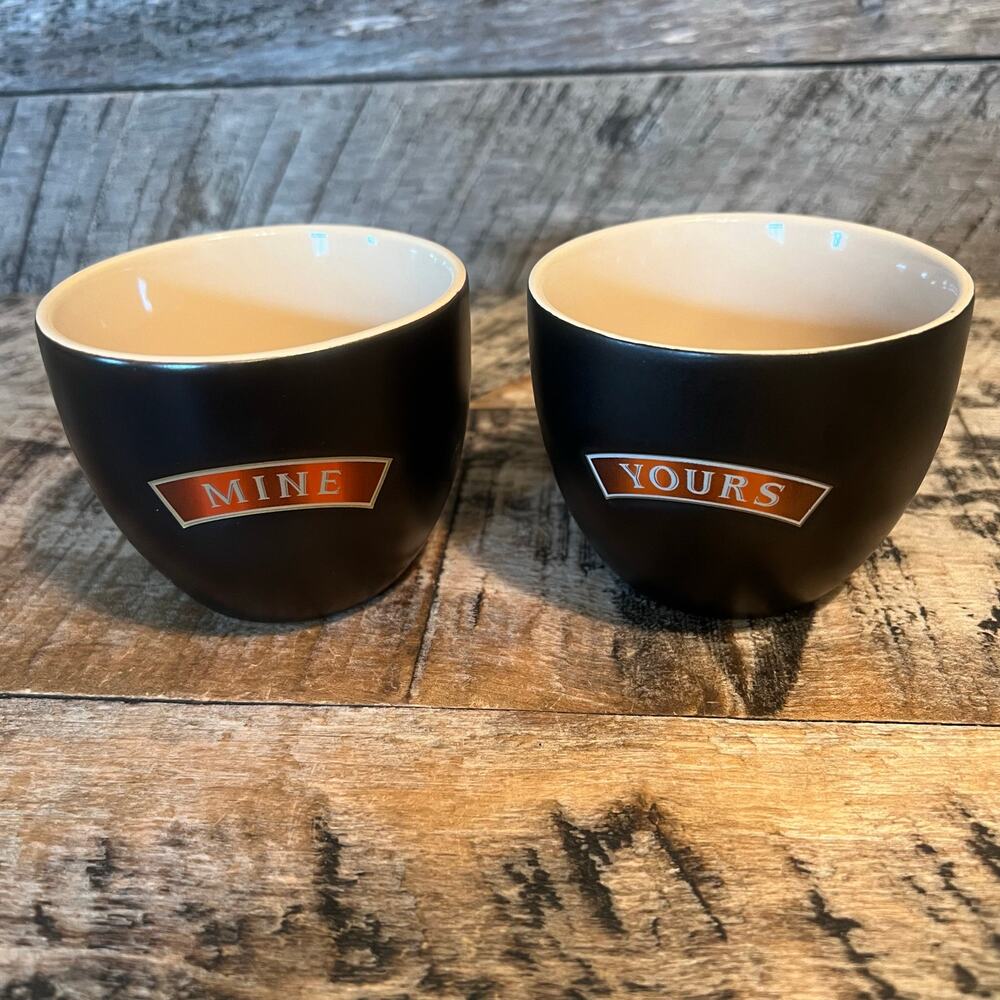 Baileys Irish Cream Ceramic Mine Yours Coffee Cups Mugs Bowls Set of 2